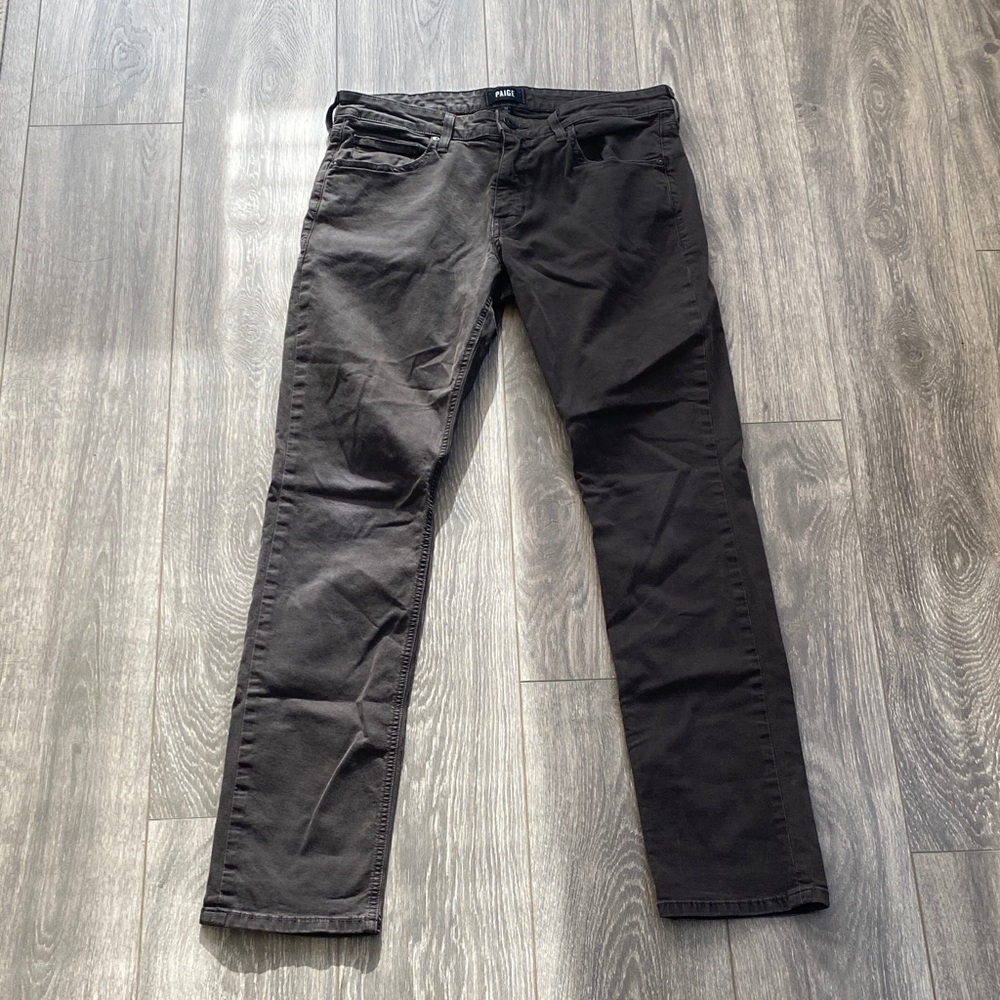 PAIGE - Men's Dark Grey Lennox Slim Straight Jeans - Size 32 waist